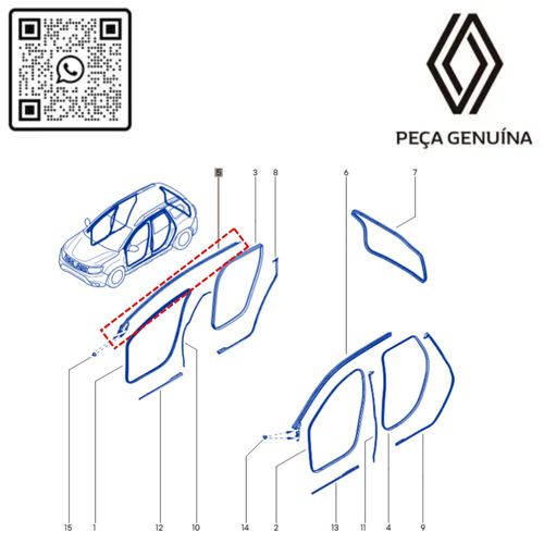 RN 09369R 768609369R BORRACHA DE VEDACAO DO TETO DIR. PINGADEIRA DUSTER 3
